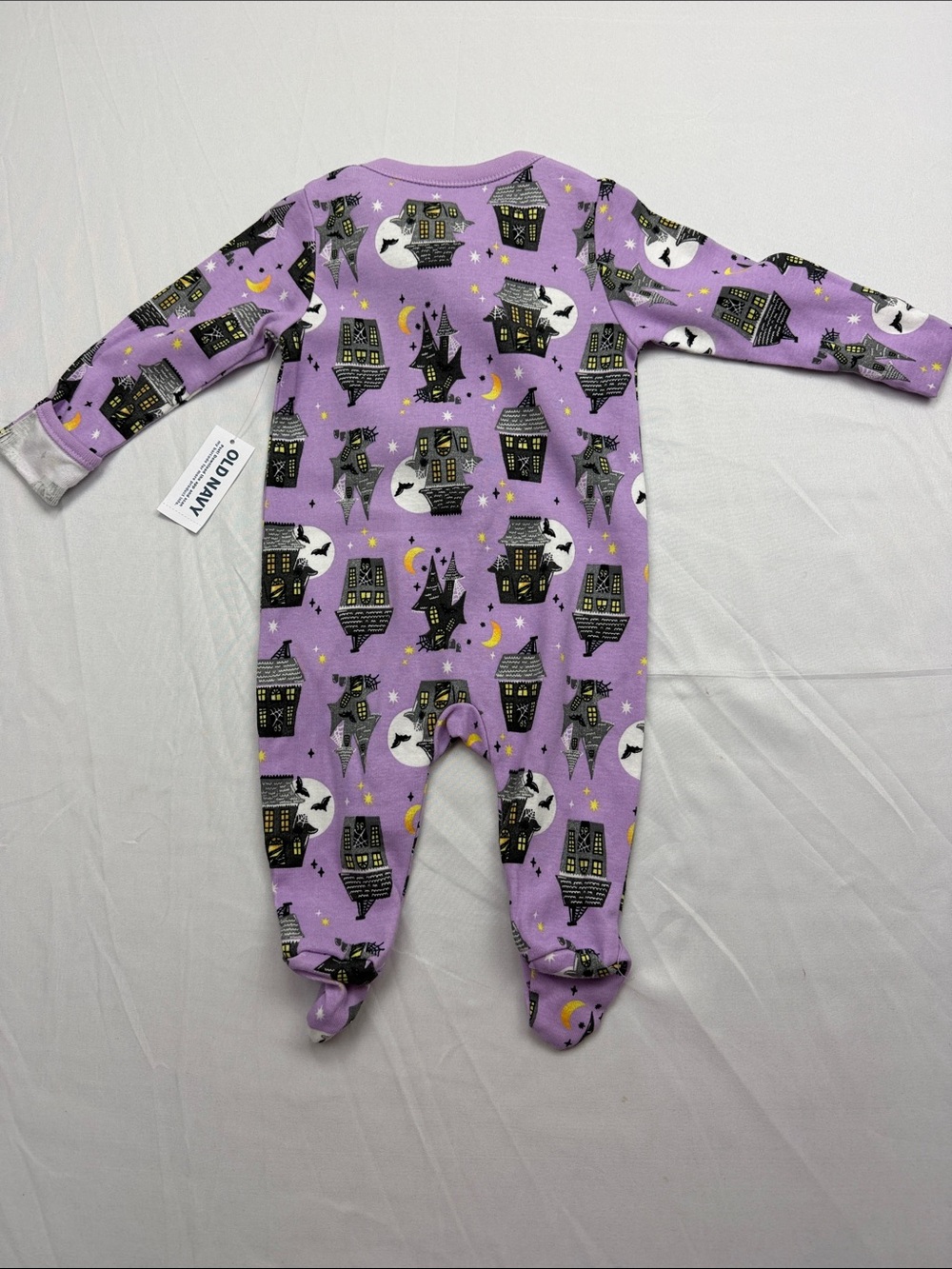 Old Navy Lavender Halloween Haunted House Footed One-Piece 2way zipper - Picture 4 of 4